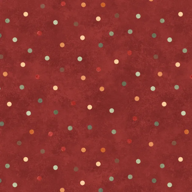 Katoen bordeaux met multicolor bolletjes